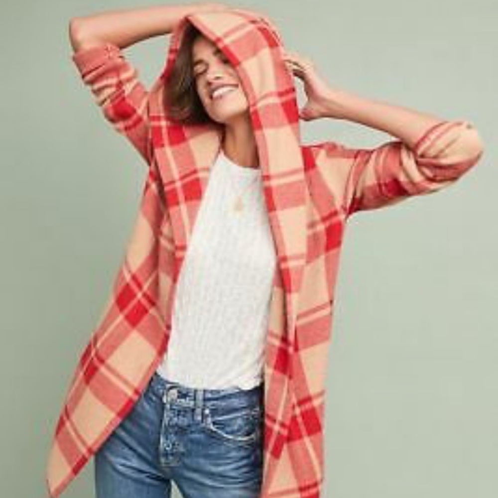 Field Flower plaid sweater coat size xs